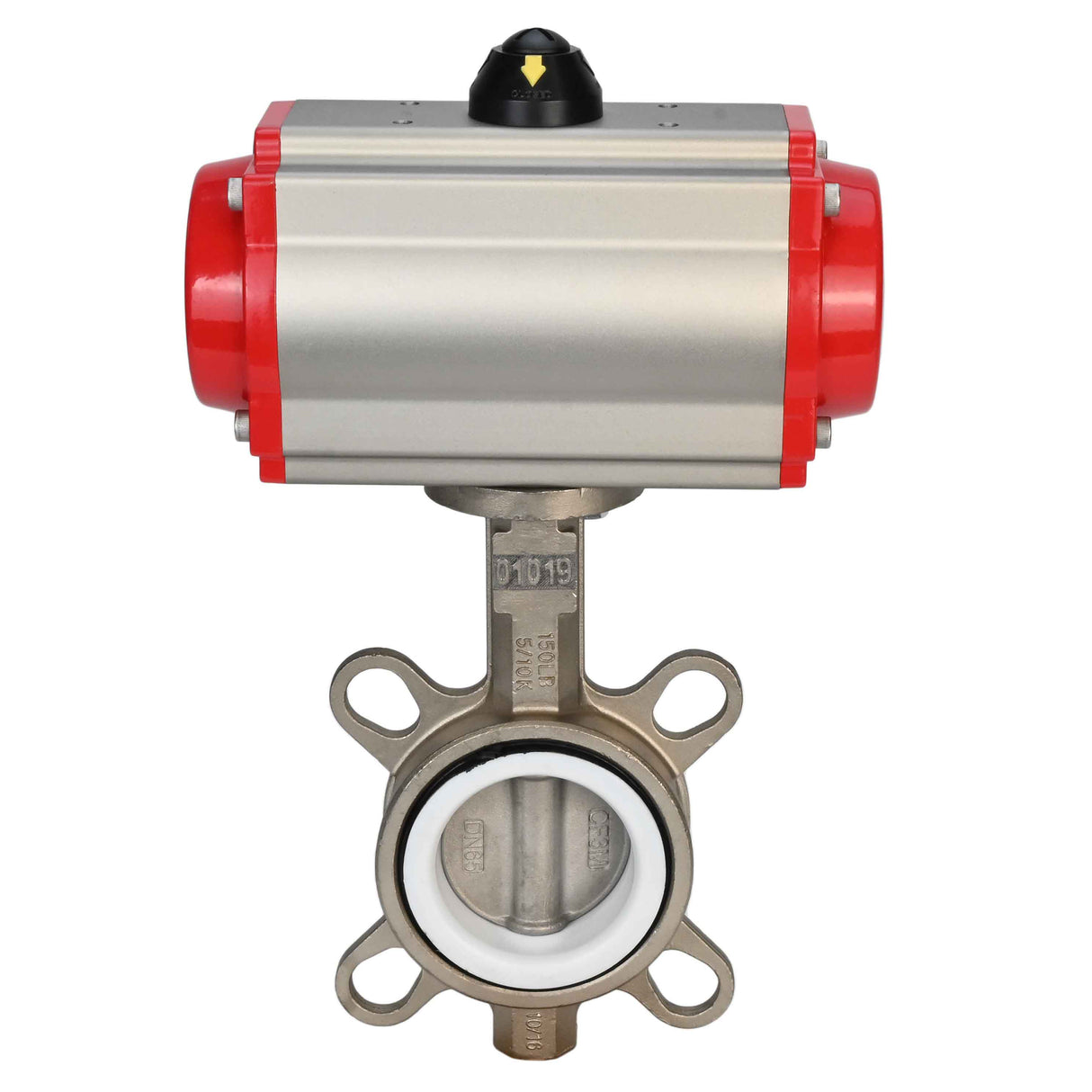 Water Butterfly Valve Elephant WBV3131P-2W-Fb-H, body material - Stainless steel AISI 304, disk material - Stainless steel AISI 304, seal - PTFE, pneumatic actuator PA-DA double action