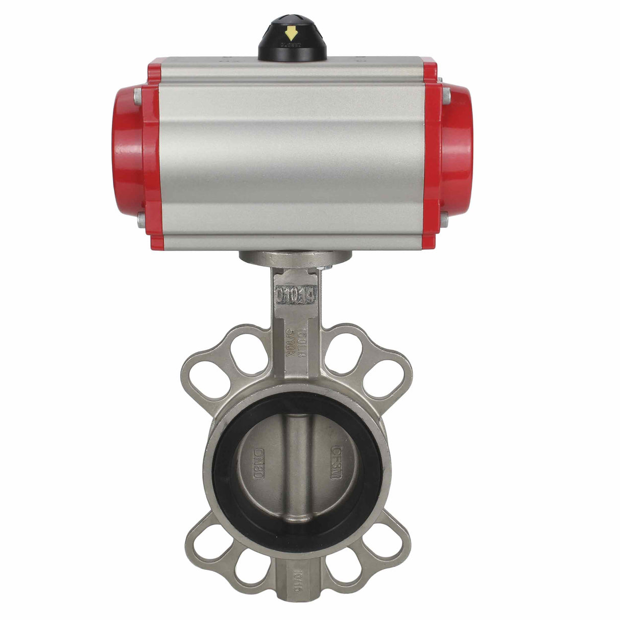 Water Butterfly Valve Elephant WBV3131N-2W-Fb-H, body material - Stainless steel AISI 304, disk material - Stainless steel AISI 304, seal - NBR, pneumatic actuator PA-DA double action