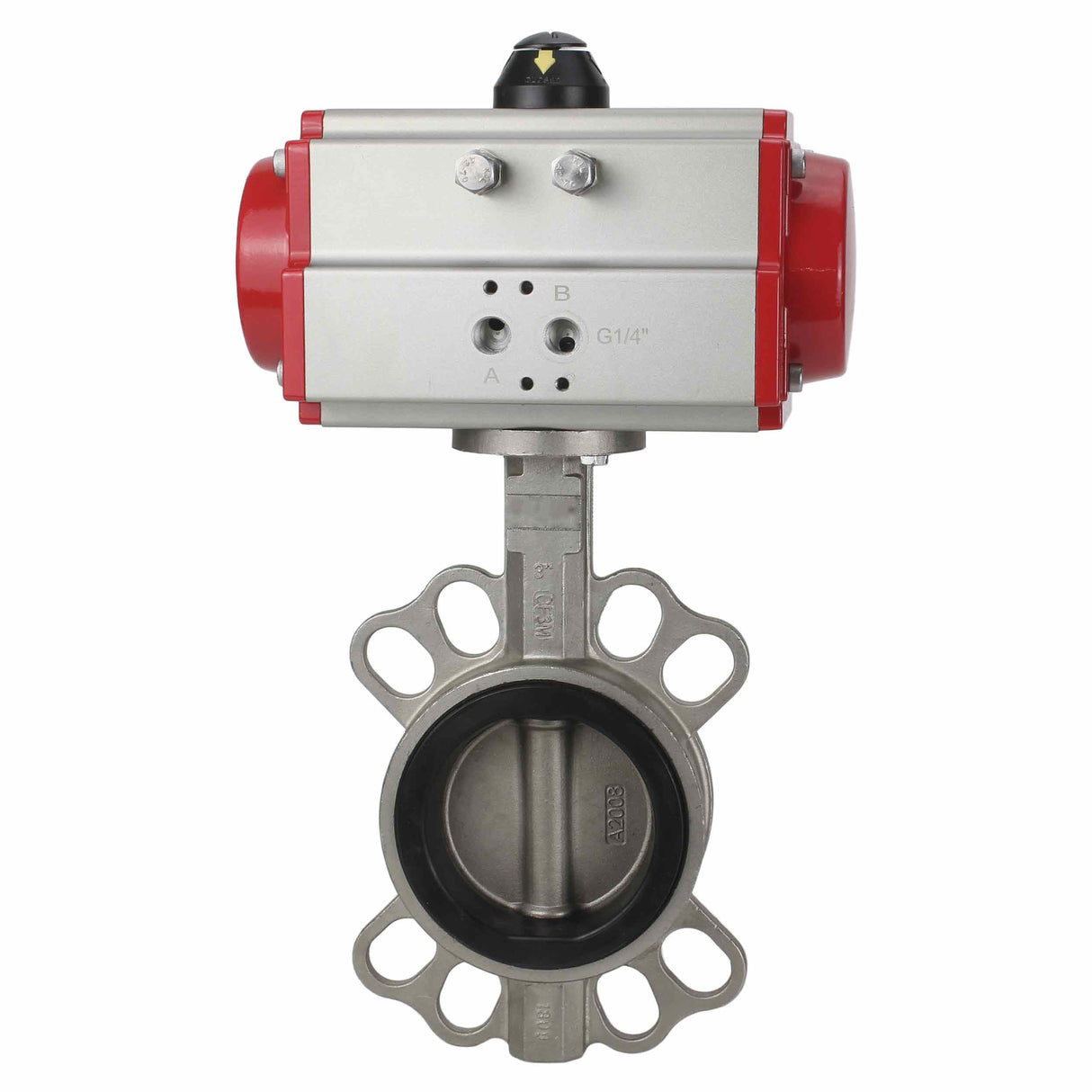 Water Butterfly Valve Elephant WBV3131E-2W-Fb-H, body material - Stainless steel AISI 304, disk material - Stainless steel AISI 304, seal - EPDM, pneumatic actuator PA-SA with return springs