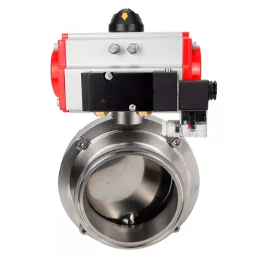 Butterfly valves Elephant WBV3131E-2W-C-H food grade stainless steel 304, seal - EPDM, with pneumatic actuator Elephant PA-DA-XXX and pneumatic distributor Elephant 4M310-08 24V