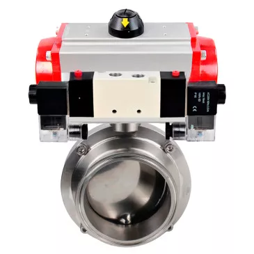Butterfly valves Elephant WBV3131E-2W-C-H food grade stainless steel 304, seal - EPDM, with pneumatic actuator Elephant PA-SA-XXX and pneumatic distributor Elephant 4V320-10 220V