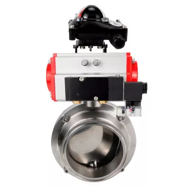 Butterfly valves Elephant WBV3131E-2W-T-H food grade stainless steel 304, seal - EPDM, with pneumatic actuator Elephant PA-SA-XXX, pneumatic distributor Elephant 4M310-08 24V and BKV Elephant APL-210N