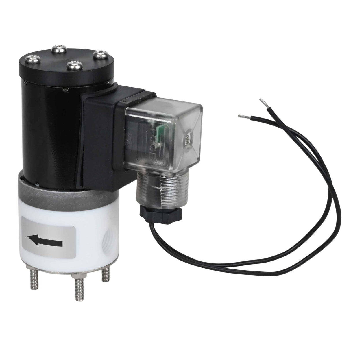 Two way normally closed direct acting electric solenoid valve Elephant DHF11 normally closed PTFE VITON G 24V, body material - PTFE, seal - Viton