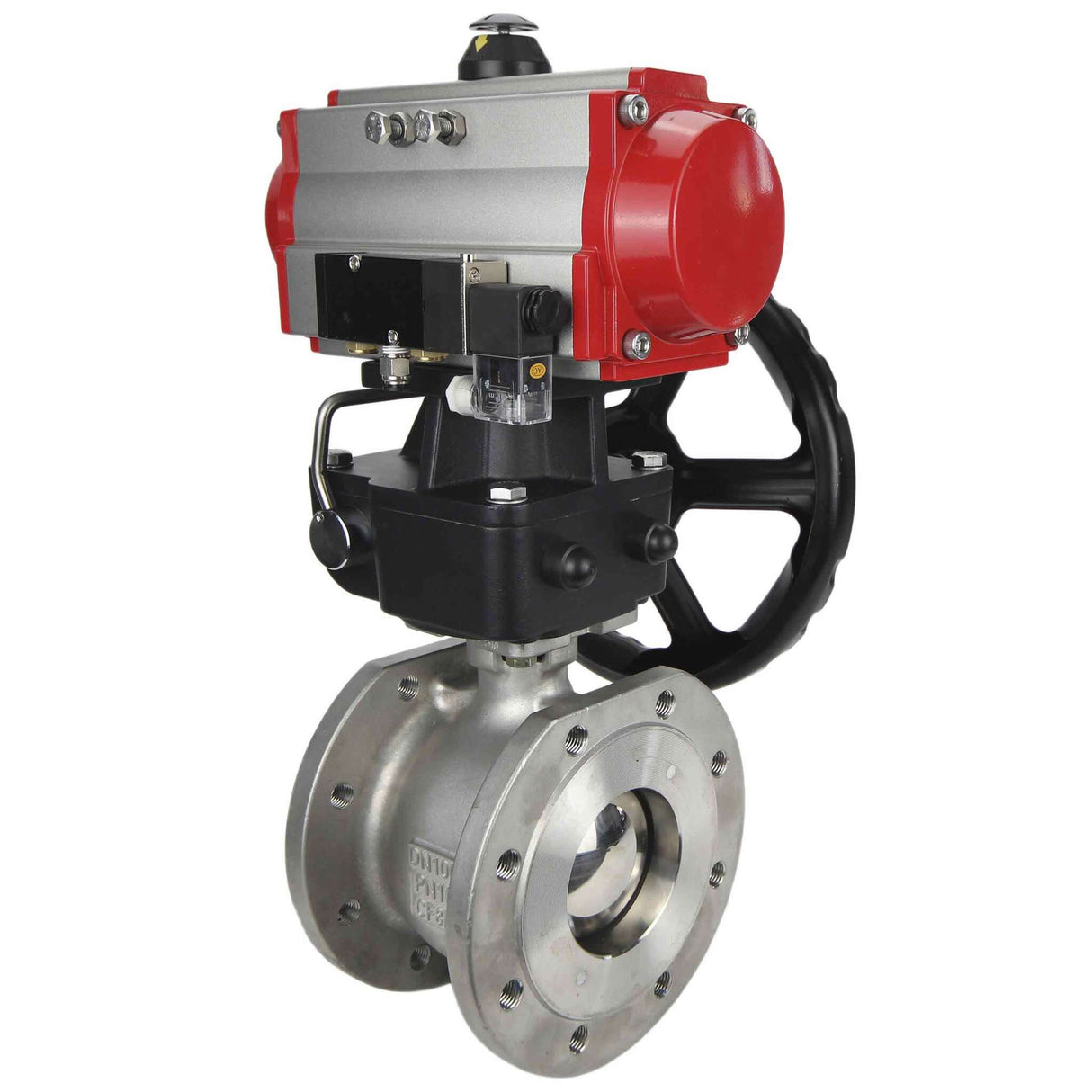 Stainless steel ball valve Elephant kchmfp-elephant-sa-hdm-4m310-24v, body material - stainless steel AISI 316, ball material - stainless steel AISI 316, seal - PTFE, pneumatic actuator operated