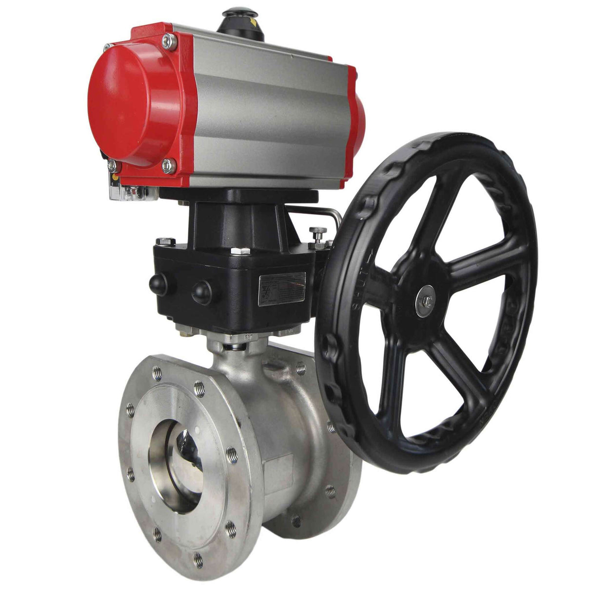 Stainless steel ball valve Elephant kchmfp-elephant-sa-hdm-4m310-24v, body material - stainless steel AISI 316, ball material - stainless steel AISI 316, seal - PTFE, pneumatic actuator operated