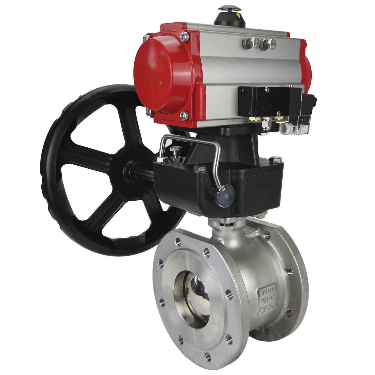 Stainless steel ball valve Elephant kchmfp-elephant-sa-hdm-4m310-24v, body material - stainless steel AISI 316, ball material - stainless steel AISI 316, seal - PTFE, pneumatic actuator operated