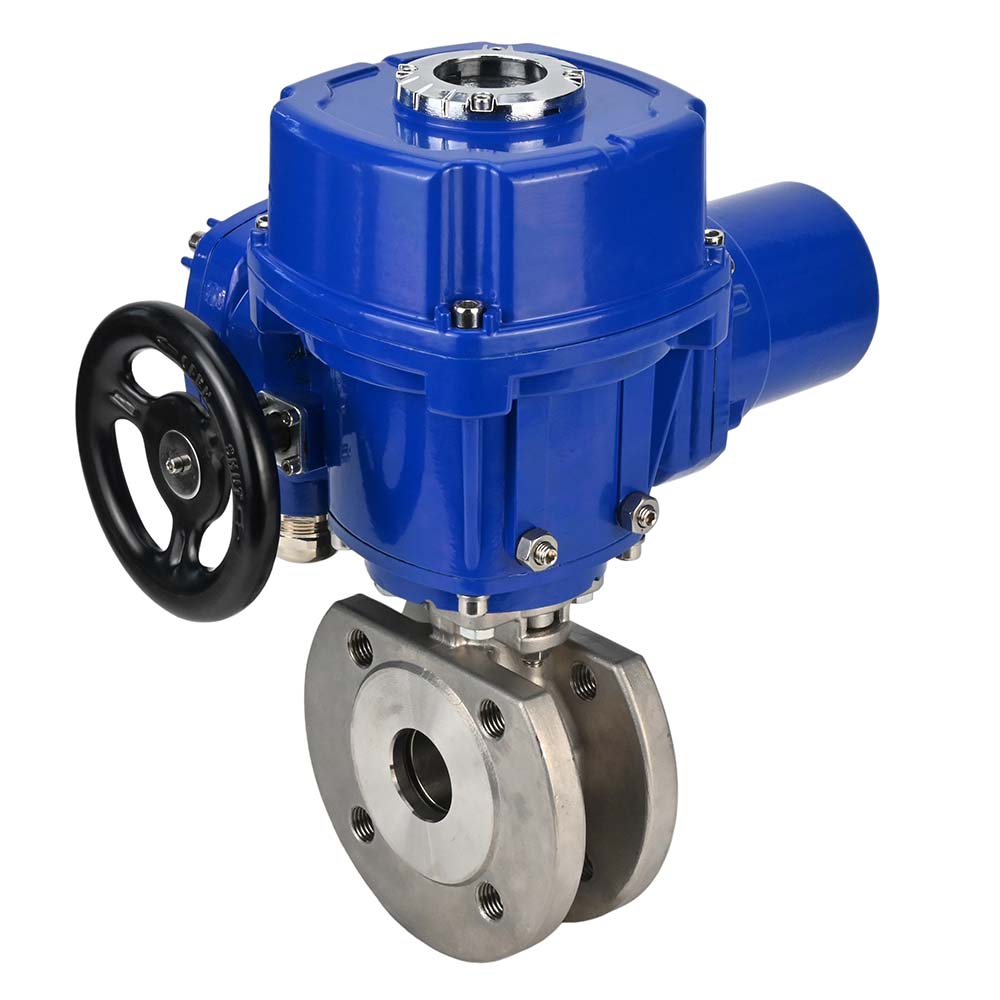 Stainless steel ball valve Elephant-BVсFP.316.200 16 bar full port, compact flanged, quarter-turn electric actuator Elephant QT-W (M) 220 V
