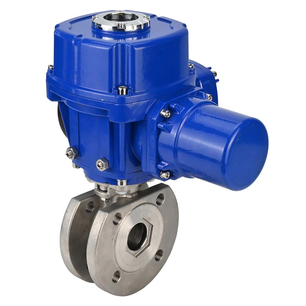 Stainless steel ball valve Elephant-BVсFP.316.200 16 bar full port, compact flanged, quarter-turn electric actuator Elephant QT-W (M) 220 V
