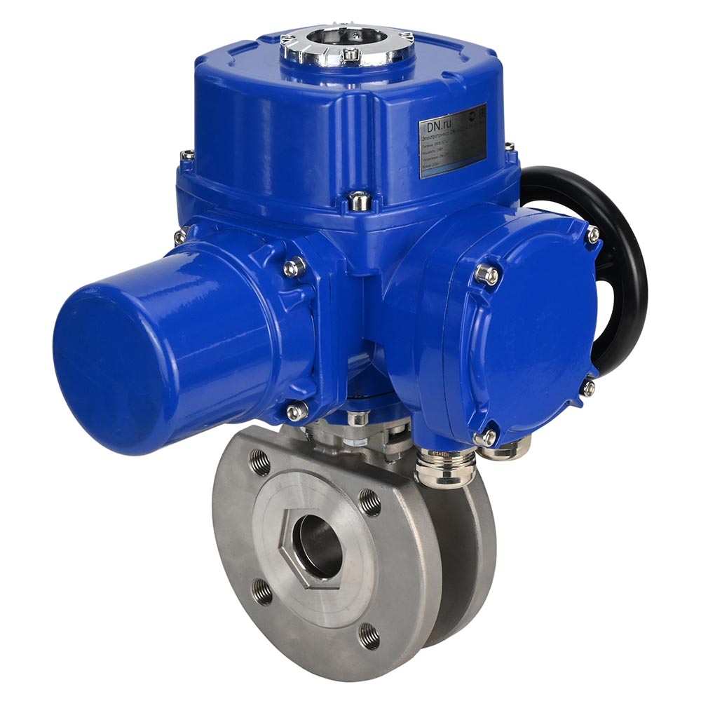 Stainless steel ball valve Elephant-BVсFP.316.200 16 bar full port, compact flanged, quarter-turn electric actuator Elephant QT-W (M) 220 V