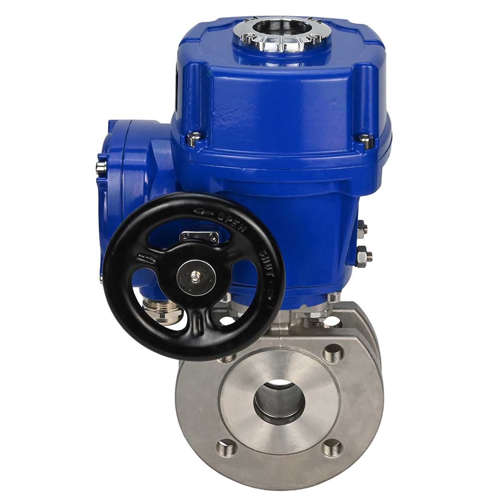 Stainless steel ball valve Elephant-BVсFP.316.200 16 bar full port, compact flanged, quarter-turn electric actuator Elephant QT-W (M) 220 V