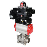 Stainless steel ball valve Elephant BVPP 316.200-ISO 63 bar SS316 full port, for welding, body material - stainless steel, pneumatic actuator Elephant SA, pneumatic distributor 4M310-08 220 V, limit switch block APL-410N EX