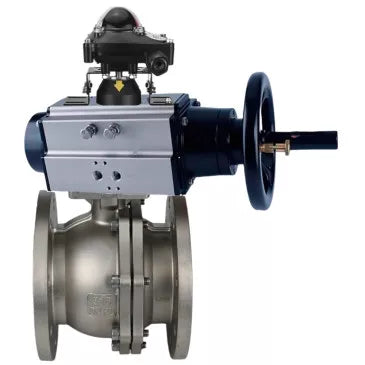 Ball valves Elephant BV3232P(2pc)-FP-F-ISO-H DN80-100 16 bar full bore flanged, body - stainless steel 316, seal - PTFE, with pneumatic actuator Elephant PA-DA-105-1 and BKV APL-410N EX