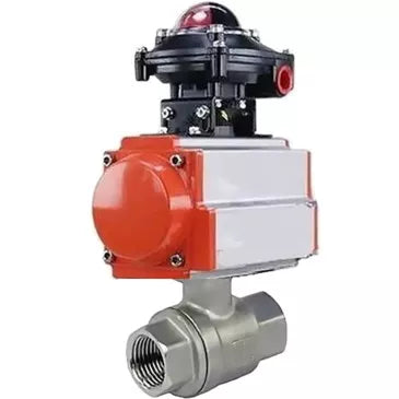 Ball valves Elephant BV3232P(2pc)-FP-T-ISO-H threaded, full bore, body - stainless steel SS316, seal - PTFE, with pneumatic actuator Elephant PA-DA 052-105 and BKV APL-510N-EX