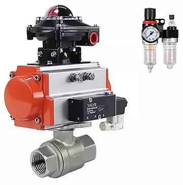 Ball valves Elephant BV3232P(2pc)-FP-T-ISO-H threaded, full bore, stainless steel body. steel SS316, seal - PTFE, with pneumatic drive Elephant PA-DA 052-105 pneumatic distributor 4M310-08 220V BPV AFC2000 BKV APL-510N-EX