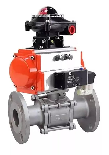 Ball valves Elephant BV3232P(2pc)-FP-F-ISO-H DN15-150 flanged, full bore, two-piece, body - stainless steel SS316, seal - PTFE, with pneumatic actuator Elephant PA-SA 052-210 pneumatic distributor 4V320- 10 accession DN10 BKV APL-510N