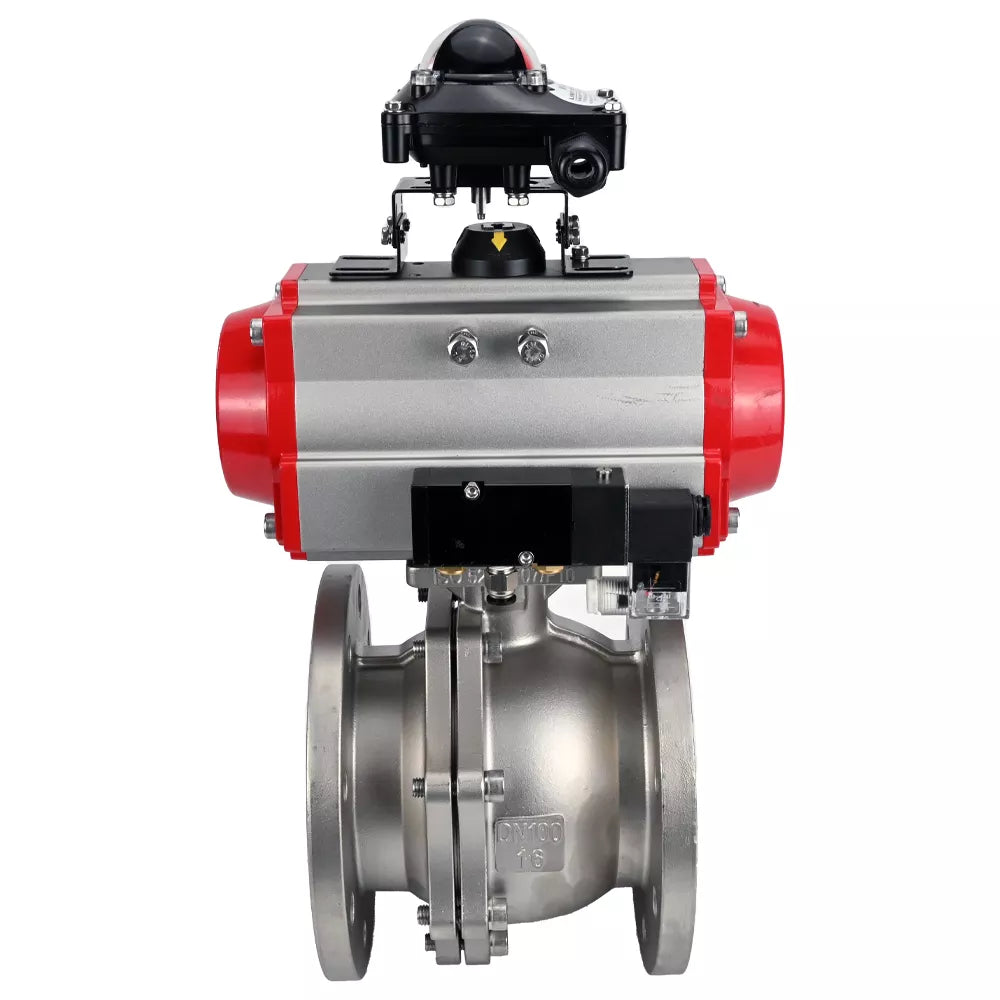 Ball valves Elephant BV3232P(2pc)-FP-F-ISO-H DN15-300 16 bar/16, full bore flanged, stainless steel SS316, seal - PTFE, with pneumatic actuator PA-DA double acting, with pneumatic distributor 4V320-10 220V, with BKV APL-410N EX