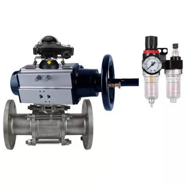 Ball valves Elephant BV3232P-FP-Fb-ISO-H DN80-100 16 bar, full bore wafer, stainless steel SS316, seal - PTFE, with pneumatic actuator PA-DA-105-1 double acting, with pneumatic distributor 4M310-08 220V, with BKV APL-410N EX, with BPV AFC2000