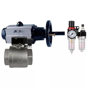 Ball valves Elephant BV3232P(2pc)-FP-T-ISO-H DN80 16 bar, full bore coupling, stainless steel SS316, seal - PTFE, with pneumatic actuator PA-DA-105-1 double acting, with pneumatic distributor 4V320-08 220V, with BPV AFC2000