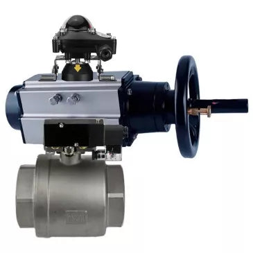 Ball valves Elephant BV3232P(2pc)-FP-T-ISO-H DN80-100 16 bar full bore coupling, body - stainless steel SS316, seal - PTFE, with pneumatic drive Elephant PA-DA-105 and BKV APL-210N