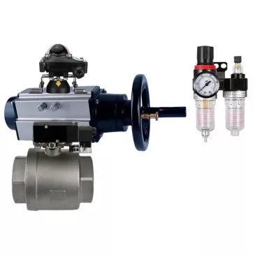 Ball valves Elephant BV3232P(2pc)-FP-T-ISO-H DN80-100 16 bar, full bore coupling, stainless steel SS316, seal - PTFE, with pneumatic actuator PA-DA-105-1 double acting, with pneumatic distributor 4M310-08 24V , with BKV APL-210N, with BPV AFC2000