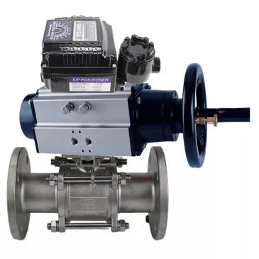 Ball valves Elephant BV3131P(3pc)-FP-F-ISO-H DN65-80 16 bar, three-piece full bore flanged, stainless steel SS304, PTFE, with double-acting pneumatic actuator PA-DA-105-1 and with electro-pneumatic rotary positioner YT-1000RSN with feedback