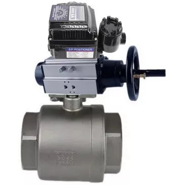 Ball valves Elephant BV3232P(2pc)-FP-T-ISO-H DN80-100 16 bar, full bore coupling, stainless steel SS316, seal - PTFE, with double-acting pneumatic actuator PA-DA-105-1 and with electro-pneumatic rotary positioner YT- 1000RSN with feedback