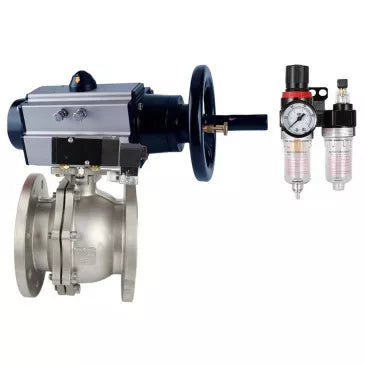 Ball valves Elephant BV3232P(2pc)-FP-F-ISO-H DN80-100 16 bar, full bore flanged, stainless steel SS316, seal - PTFE, with pneumatic actuator PA-DA-105-1 double acting, with pneumatic distributor 4M310-08 24V , with BPV AFC2000