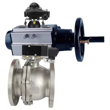 Ball valves Elephant BV3232P(2pc)-FP-F-ISO-H DN80-100 16 bar, full bore flanged, stainless steel SS316, seal - PTFE, with pneumatic actuator PA-DA-105-1 double acting, with pneumatic distributor 4M310-08 220V , with BKV APL-510N EX