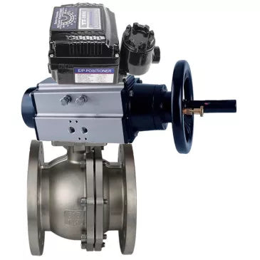 Ball valves Elephant BV3232P(2pc)-FP-F-ISO-H DN80-100 16 bar, full bore flanged, stainless steel SS316, seal - PTFE, with double-acting pneumatic actuator PA-DA-105-1 and with electro-pneumatic rotary positioner YT- 1000RSN without feedback