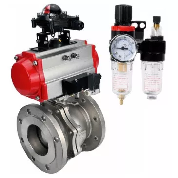 Ball valves Elephant BV3232P(2pc)-FP-F-ISO-R DN200-300 16 bar full bore flanged, body - stainless steel 316, with PA-SA pneumatic actuator with return springs, pneumatic distributor 4V320-08 220V, BKV APL-210N and BPV AFC2000