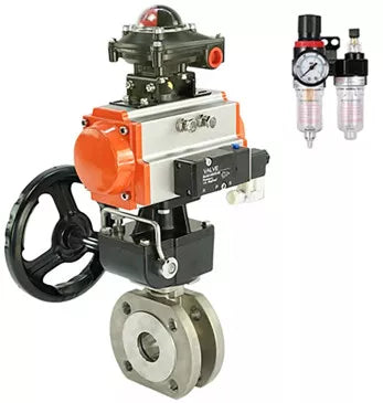 Ball valves Elephant BV3232P-FP-Fb-ISO-H 16 bar wafer, full bore, body - stainless steel SS316, seal - PTFE, with pneumatic drive PA-DA-052-105 pneumatic distributor 4V320-10 reducer MON BPV AFC2000 BKV APL-510N-EX