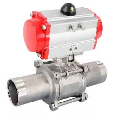 Ball valves Elephant BV3232P(3pc)-FP-W-ISO-H LONG DN10-150 full bore, body - stainless steel 316, welding, with pneumatic actuator Elephant PA-SA