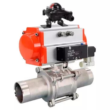 Ball valves Elephant BV3232P(3pc)-FP-W-ISO-H LONG DN10-150 full bore, body - stainless steel 316, for welding, with pneumatic actuator PA-DA, pneumatic distributor 4M310-08 220V and limit switch block APL -210N