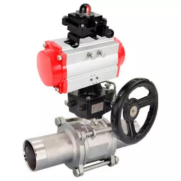 Ball valves Elephant BV3232P(3pc)-FP-W-ISO-H LONG DN50-150 full bore, body - stainless steel 316, welded, with Elephant PA-DA pneumatic actuator, Elephant MON gearbox and APL- limit switch block 410N EX