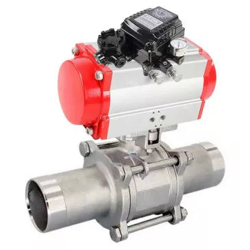 Ball valves Elephant BV3131P(3pc)-FP-W-ISO-H LONG DN10-150 full bore, body - stainless steel 304, welded, with pneumatic actuator Elephant PA-DA and pneumatic positioner YT-1000RSN