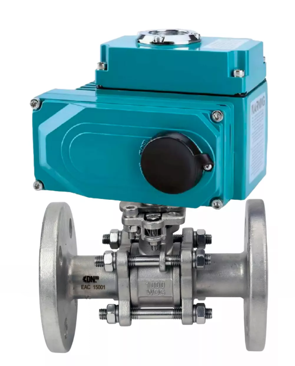 Ball valves Elephant BV3131P(3pc)-FP-F-ISO-H three-piece, full bore, flanged, body - stainless steel SS304, seal - PTFE, with 1/4-turn electric drive QT-N-EM-O1-220VAC-U1 220V HARK