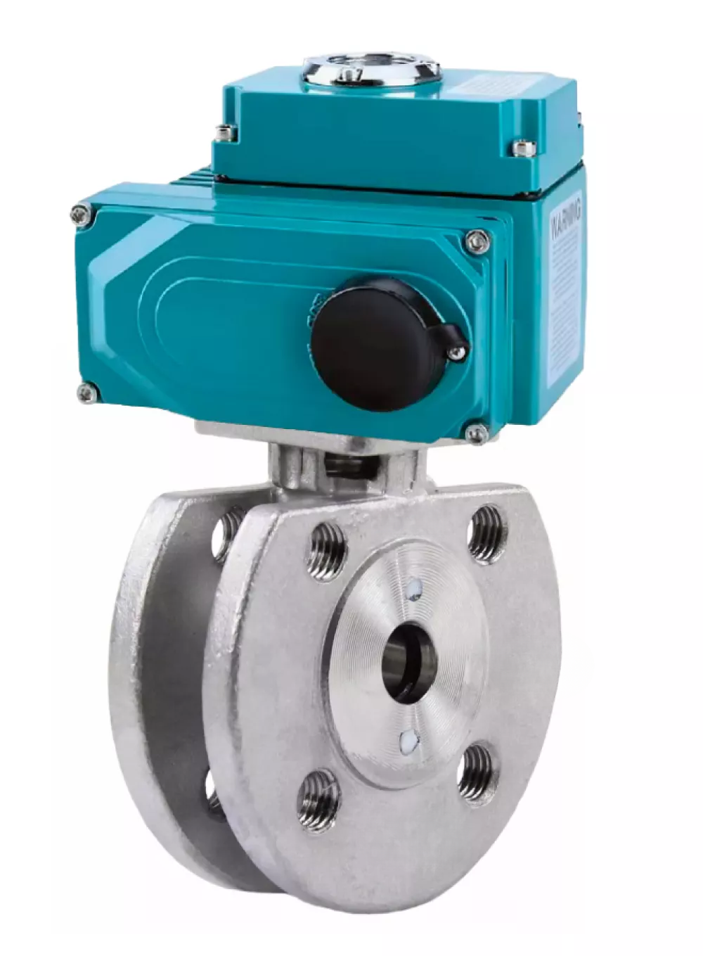 Ball valves Elephant BV3232P-FP-Fb-ISO-H full bore, wafer, body - stainless steel SS316, seal - PTFE, with quarter-turn electric drive QT-N-020EM-O1-24VDC-U1 24V HARK