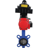 Water butterfly valve Elephant GG25-316L-NBR body material - cast iron GG25, disk material - stainless steel 316L, seal - NBR with pneumatic actuator DA, pneumatic distributor 4M310-08 220V and limit switch block APL-410N EX