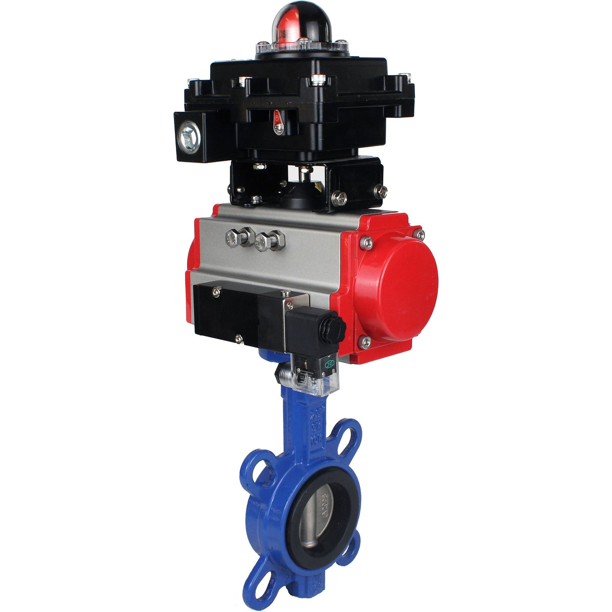 Water butterfly valve Elephant GG25-316L-NBR body material - cast iron GG25, disk material - stainless steel 316L, seal - NBR with pneumatic actuator DA, pneumatic distributor 4M310-08 220V and limit switch block APL-410N EX