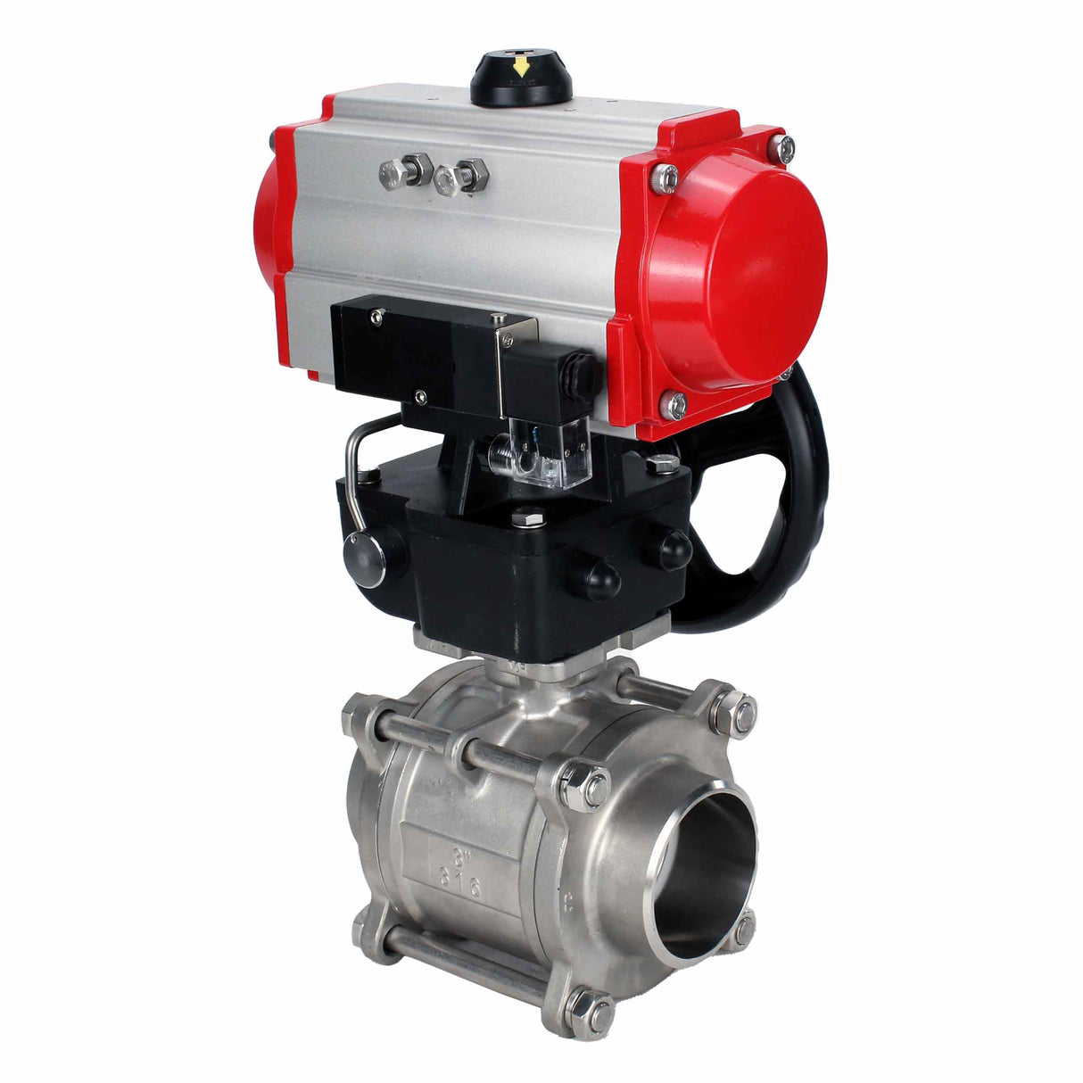 Stainless steel ball valve Elephant kshpp-316200-da-4m310-110/220-hdm, body material - stainless steel AISI 316, ball material - stainless steel AISI 316, seal - PTFE, pneumatic actuator operated