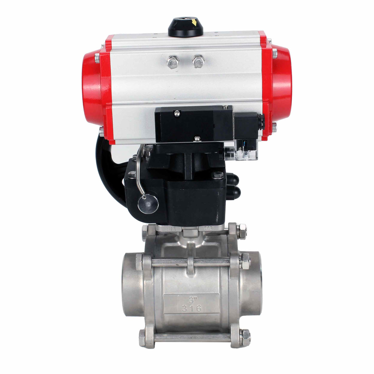 Stainless steel ball valve Elephant kshpp-316200-da-4m310-110/220-hdm, body material - stainless steel AISI 316, ball material - stainless steel AISI 316, seal - PTFE, pneumatic actuator operated