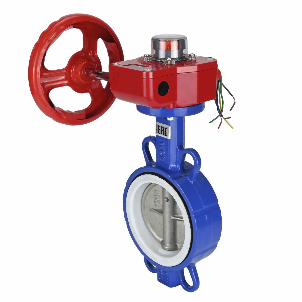 Water Butterfly Valve Elephant WCB-316L-PTFE-HGBF, body material - carbon steel WCB, disk material - stainless steel AISI 316L, seal - PTFE, gear operated