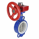 Water Butterfly Valve Elephant WCB-316L-PTFE-HGBF, body material - carbon steel WCB, disk material - stainless steel AISI 316L, seal - PTFE, gear operated