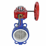 Water Butterfly Valve Elephant WCB-316L-PTFE-HGBF, body material - carbon steel WCB, disk material - stainless steel AISI 316L, seal - PTFE, gear operated