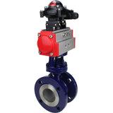 Water Butterfly Valve Elephant WBV3EX-3432M-1W-F-ISO, body material - Carbon steel, disk material - Stainless steel AISI 316, seal - Metal, pneumatic actuator PA-SA with return springs, , BKV APL-210N