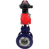 Water Butterfly Valve Elephant WBV3EX-3432M-1W-F-ISO, body material - Carbon steel, disk material - Stainless steel AISI 316, seal - Metal, pneumatic actuator PA-SA with return springs, , BKV APL-210N