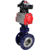 Water Butterfly Valve Elephant WBV3EX-3432M-1W-F-ISO, body material - Carbon steel, disk material - Stainless steel AISI 316, seal - Metal, pneumatic actuator PA-SA with return springs, , BKV APL-210N