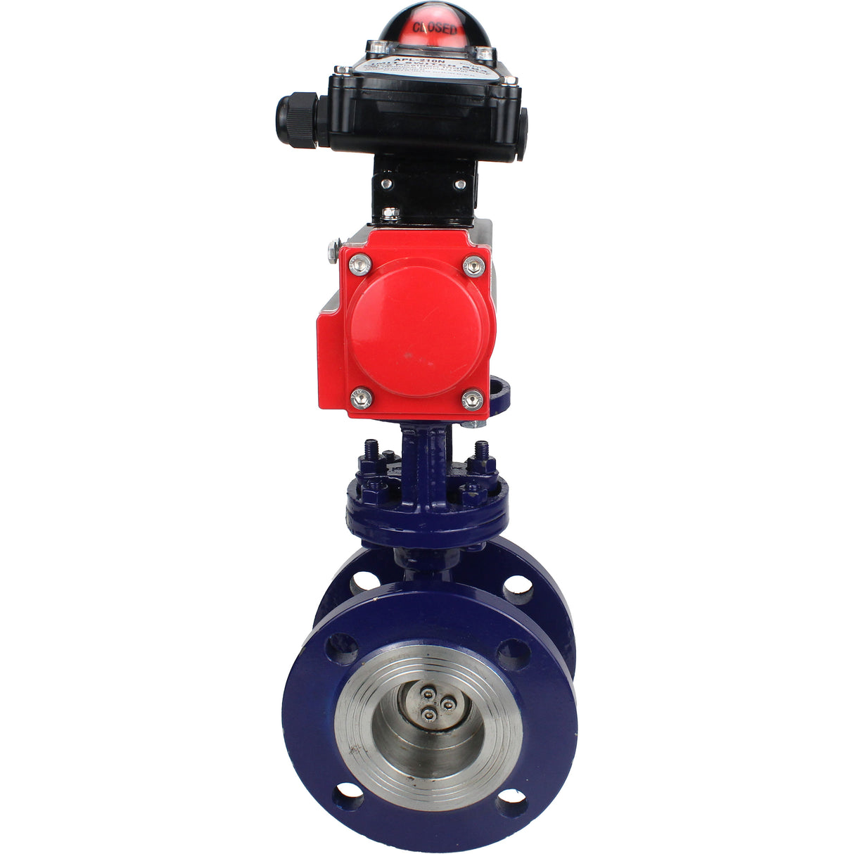 Water Butterfly Valve Elephant WBV3EX-3432M-1W-F-ISO, body material - Carbon steel, disk material - Stainless steel AISI 316, seal - Metal, pneumatic actuator PA-SA with return springs, , BKV APL-210N