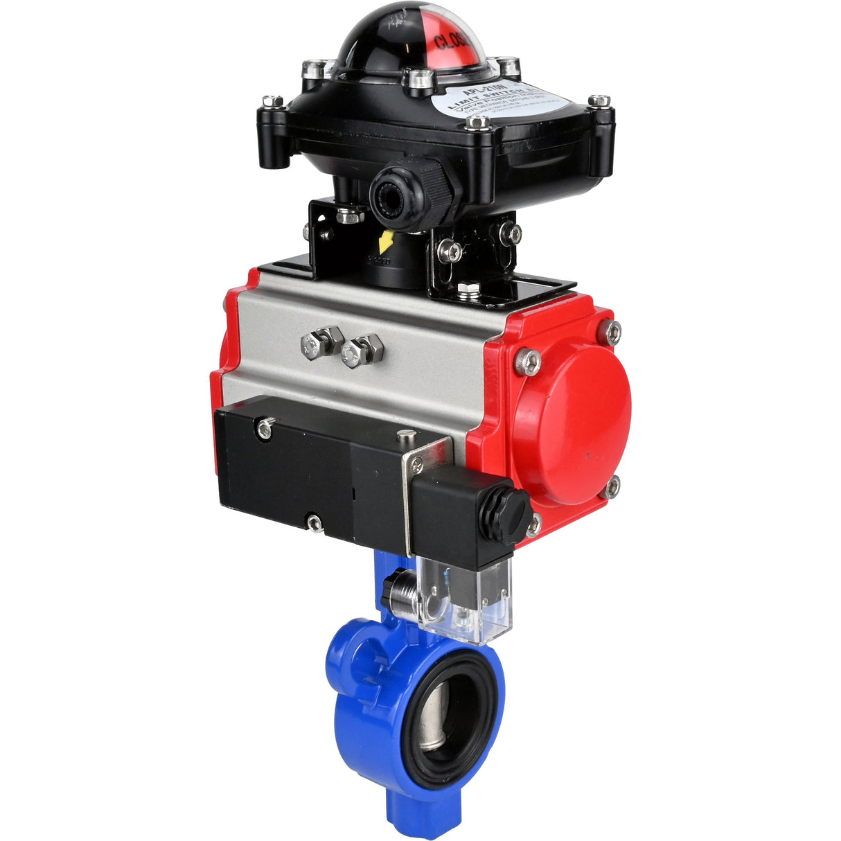 Water Butterfly Valve Elephant al-316l-epdm-elephant-sa-4m310-110/220-apl210n, body material - aluminium alloy, disk material - stainless steel AISI 316L, seal - EPDM, pneumatic actuator operated