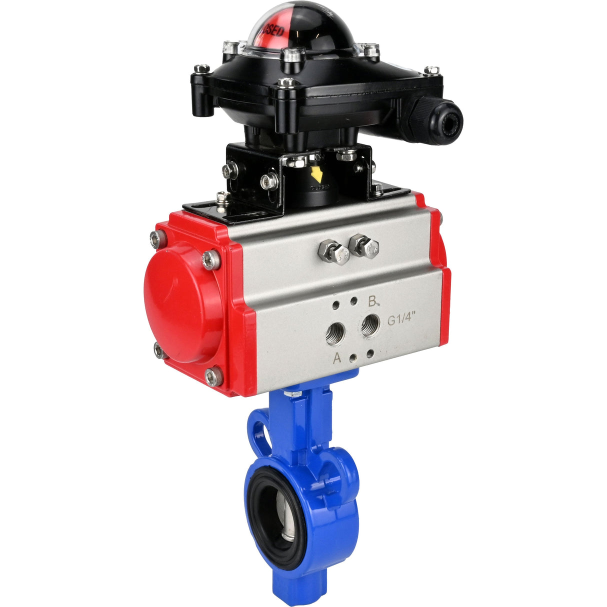 Water Butterfly Valve Elephant al-316l-epdm-elephant-da-apl210n, body material - aluminium alloy, disk material - stainless steel AISI 316L, seal - EPDM, pneumatic actuator operated
